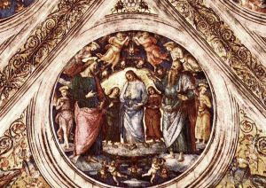 Pietro Perugino œuvres - Le Christ entre le Baptiste et Satan déguisé en vieil homme 15078