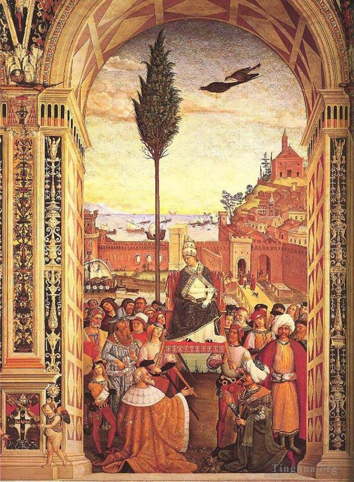Bernardino di Betto Types de peintures - Enée Piccolomini arrive à Ancône
