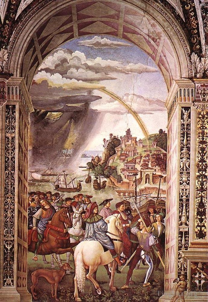 Bernardino di Betto Types de peintures - Enée Piccolomini part pour le concile de Bâle