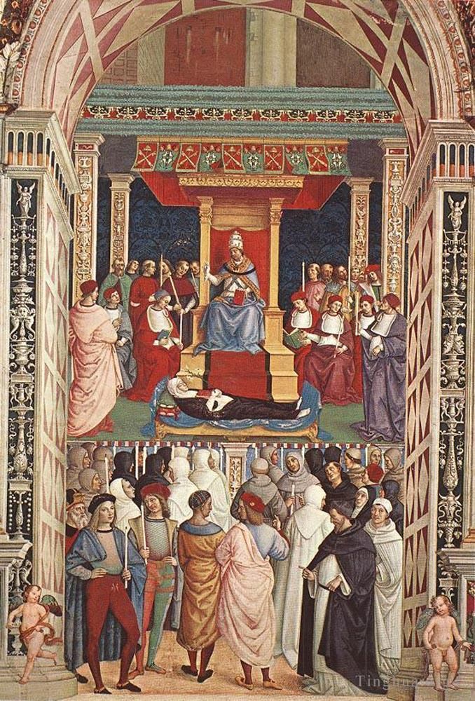 Bernardino di Betto Types de peintures - Le pape Enée Piccolomini canonise Catherine de Sienne