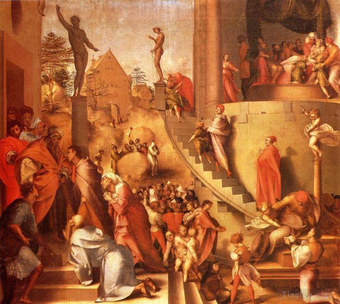 Jacopo da Pontormo Peinture à l'huile - Joseph avec Jacob en Egypte