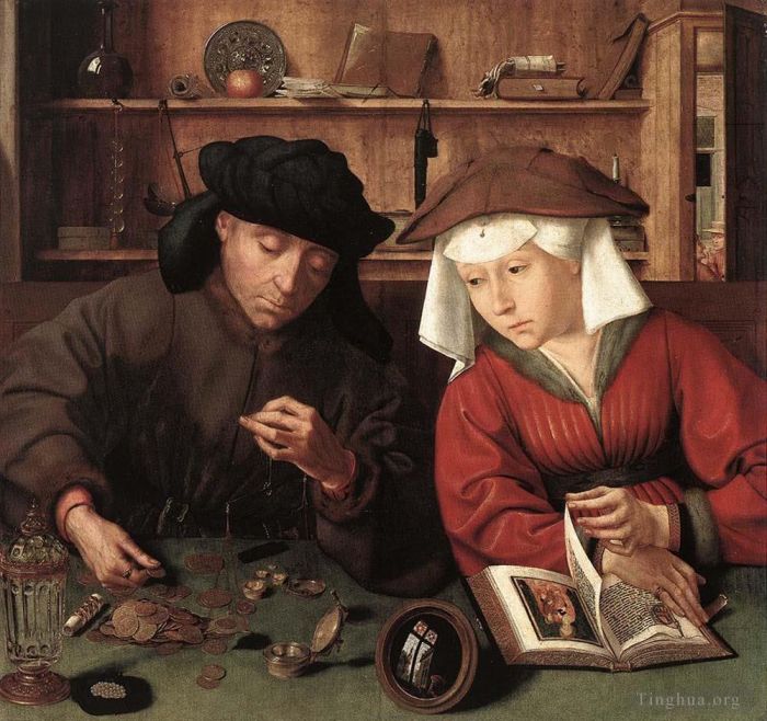 Quentin Matsys Peinture à l'huile - Le prêteur d'argent et sa femme