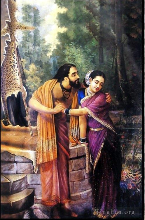 Râja Ravi Varmâ Peinture à l'huile - Arjuna et Subhadra