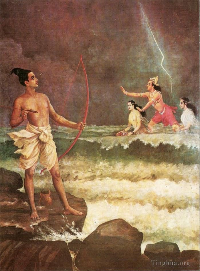 Râja Ravi Varmâ Peinture à l'huile - Rama Varuna