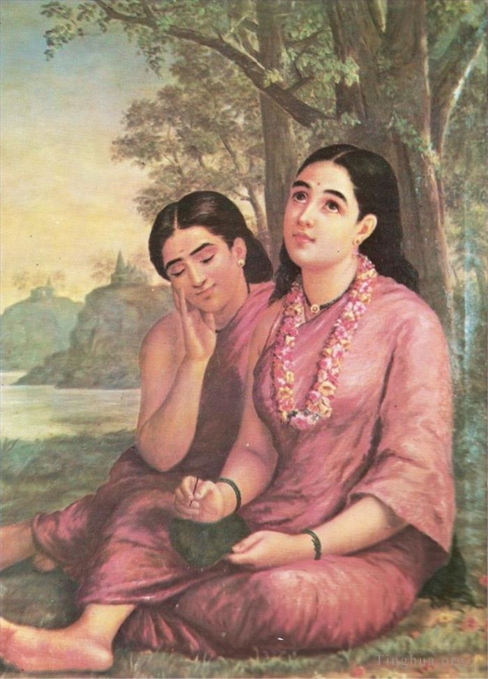 Râja Ravi Varmâ Peinture à l'huile - Shakuntala
