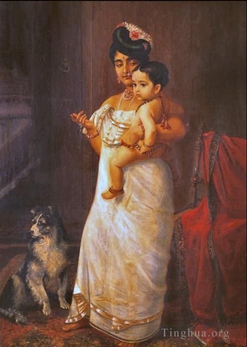 Râja Ravi Varmâ Peinture à l'huile - Voilà papa 1893