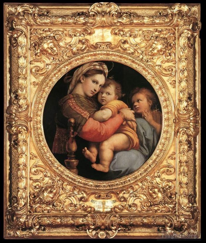 Raphaël Peinture à l'huile - Madonna della Seggiola encadrée