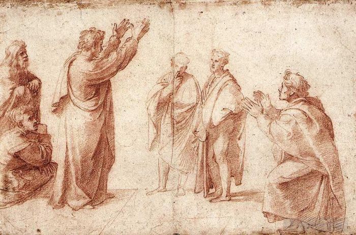 Raphaël Types de peintures - Etude pour la prédication de saint Paul à Athènes