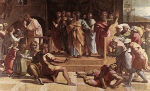 Raphaël œuvres - La mort d'Ananias