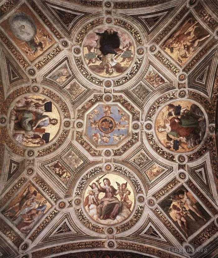 Raphaël Types de peintures - Le plafond de la Stanza della Segnatura