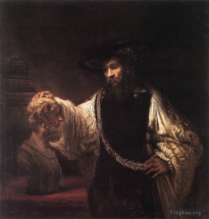 Rembrandt Harmenszoon van Rijn Peinture à l'huile - Aristote avec un buste d'Homère