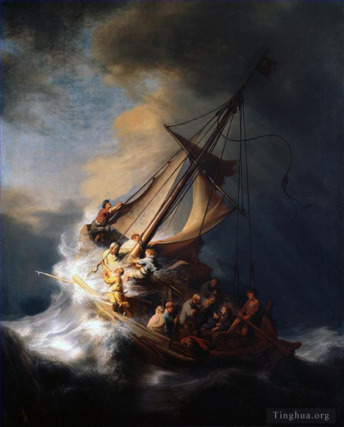 Rembrandt Harmenszoon van Rijn Peinture à l'huile - Le Christ dans la tempête sur la mer de Galilée