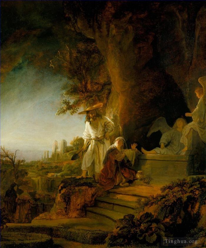 Rembrandt Harmenszoon van Rijn Peinture à l'huile - Le Christ et Sainte Marie-Madeleine au tombeau