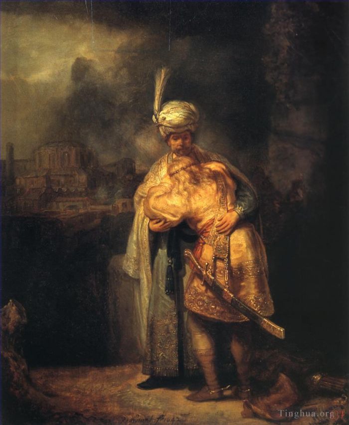 Rembrandt Harmenszoon van Rijn Peinture à l'huile - David et Jonathan