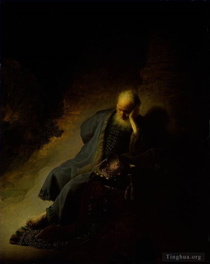 Rembrandt Harmenszoon van Rijn Peinture à l'huile - Jérémie déplorant la destruction de Jérusalem 1630