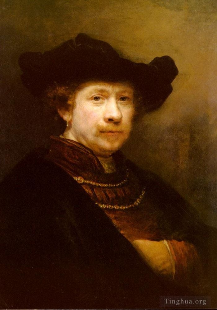 Rembrandt Harmenszoon van Rijn Peinture à l'huile - Portrait de l'artiste à la casquette plate