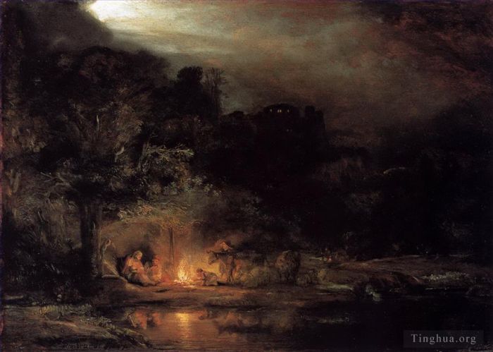 Rembrandt Harmenszoon van Rijn Peinture à l'huile - Repos pendant la fuite vers l’Égypte
