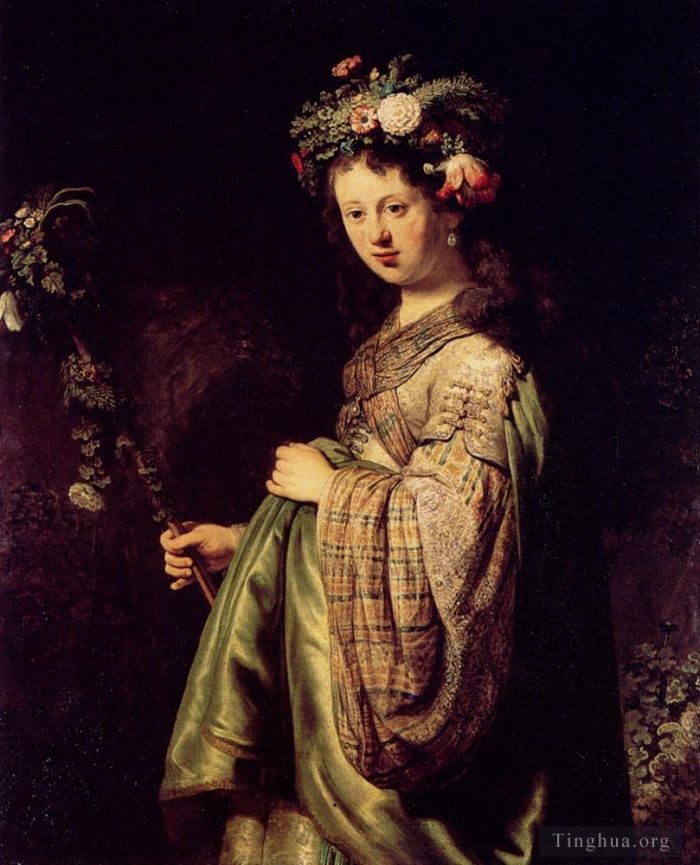 Rembrandt Harmenszoon van Rijn Peinture à l'huile - Saskia comme Flore