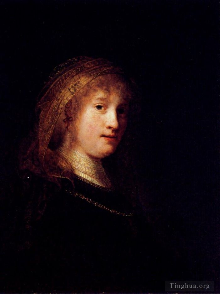Rembrandt Harmenszoon van Rijn Peinture à l'huile - Saskia portant un voile