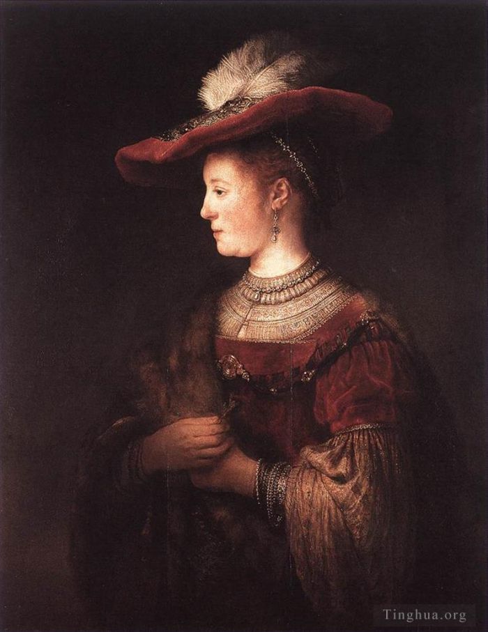 Rembrandt Harmenszoon van Rijn Peinture à l'huile - Saskia en robe pompeuse