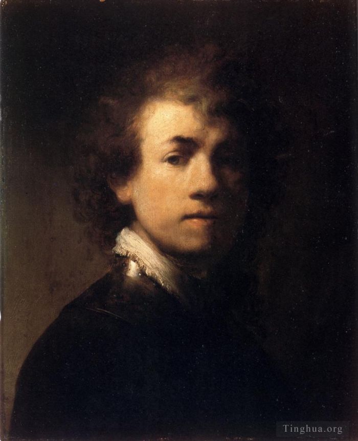 Rembrandt Harmenszoon van Rijn Peinture à l'huile - Autoportrait Au Gorget