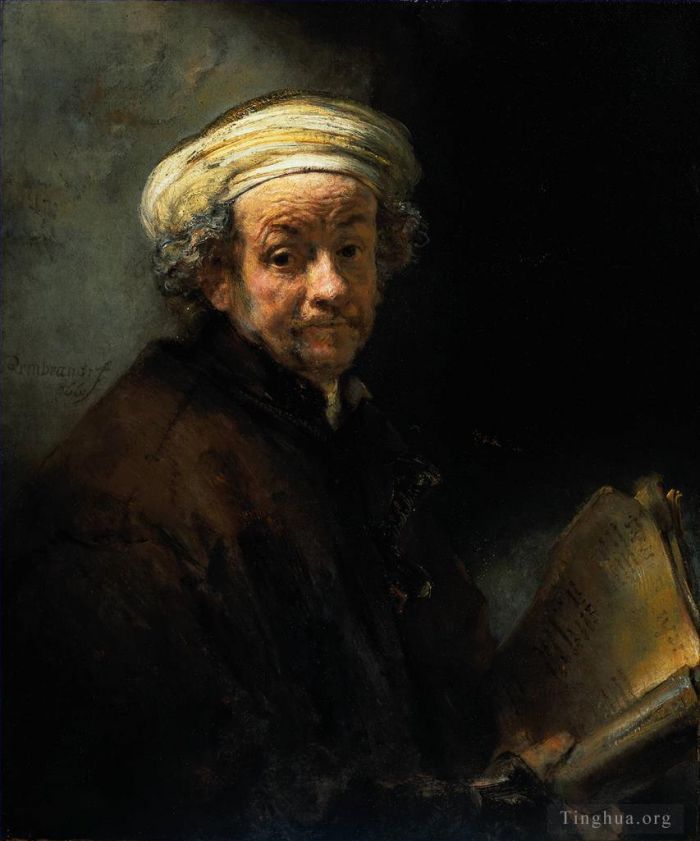 Rembrandt Harmenszoon van Rijn Peinture à l'huile - Autoportrait en apôtre saint Paul