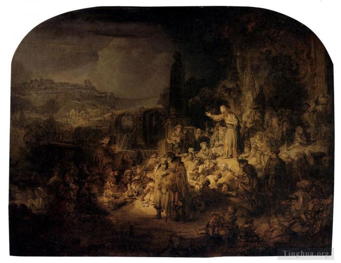 Rembrandt Harmenszoon van Rijn Peinture à l'huile - Prédication de saint Jean-Baptiste