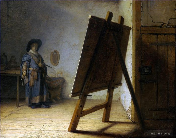 Rembrandt Harmenszoon van Rijn Peinture à l'huile - L'artiste dans son atelier