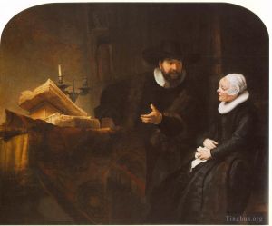 Rembrandt Harmenszoon van Rijn œuvres - Le ministre mennonite Cornelis Claesz Anslo en conversation avec son épouse Aaltje