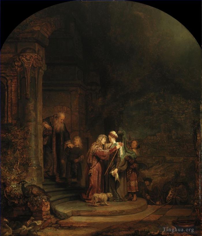 Rembrandt Harmenszoon van Rijn Peinture à l'huile - La visite