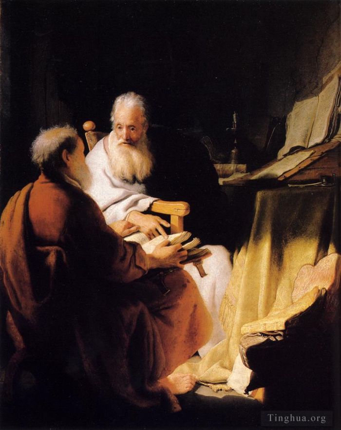 Rembrandt Harmenszoon van Rijn Peinture à l'huile - Deux vieillards se disputant