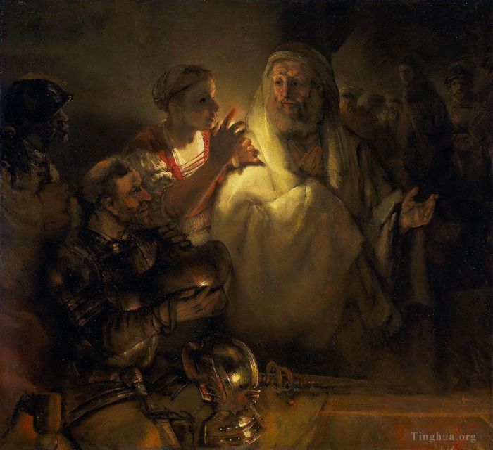 Rembrandt Harmenszoon van Rijn Peinture à l'huile - Le déni de Pierre 1660