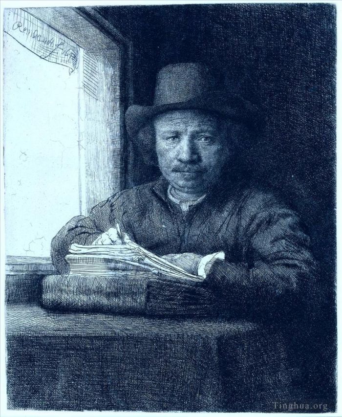 Rembrandt Harmenszoon van Rijn Types de peintures - Dessiner à une fenêtre