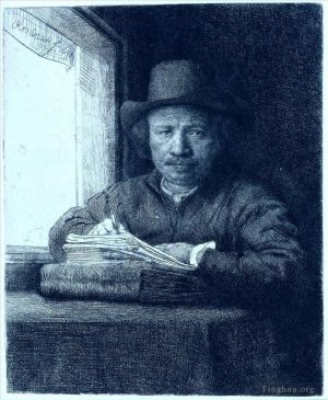 Rembrandt Harmenszoon van Rijn œuvres - Dessiner à une fenêtre