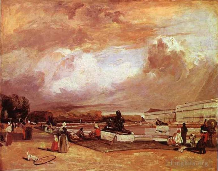 Richard Parkes Bonington Peinture à l'huile - Parler deau à Versailles