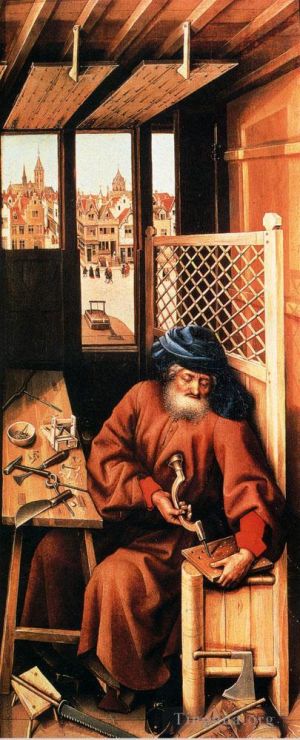 Robert Campin œuvres - Saint Joseph représenté comme un charpentier médiéval