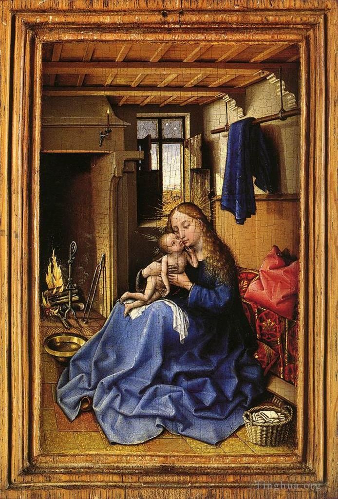 Robert Campin Peinture à l'huile - Vierge à l'Enfant dans un intérieur