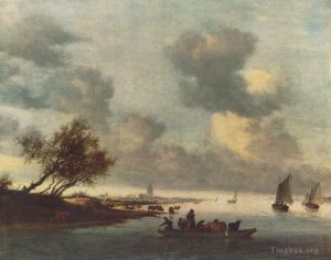 Salomon van Ruysdael œuvres - Un ferry près d’Arnheim