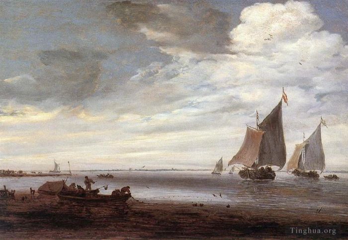 Salomon van Ruysdael Peinture à l'huile - Rivière