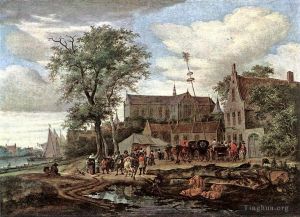 Salomon van Ruysdael œuvres - Taverne avec arbre de mai