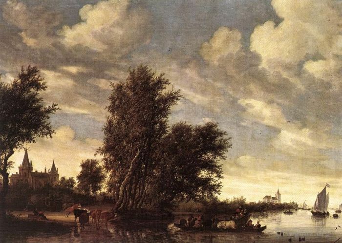 Salomon van Ruysdael Peinture à l'huile - Le ferry
