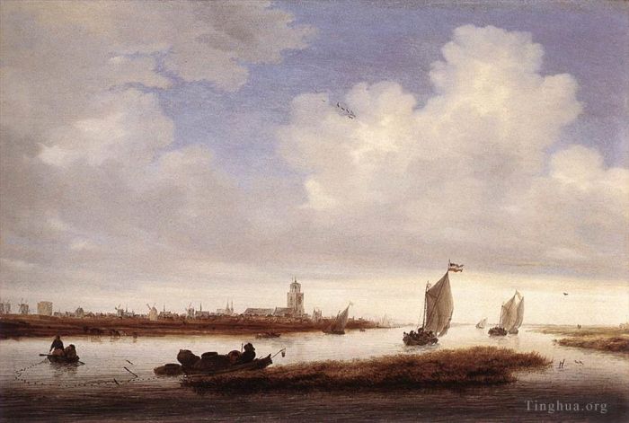 Salomon van Ruysdael Peinture à l'huile - Vue de Deventer vue du nord-ouest