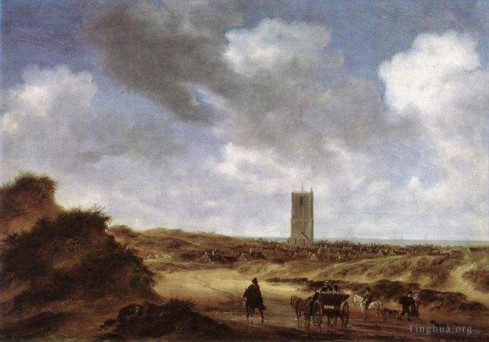 Salomon van Ruysdael Peinture à l'huile - Vue d'Egmond aan Zee
