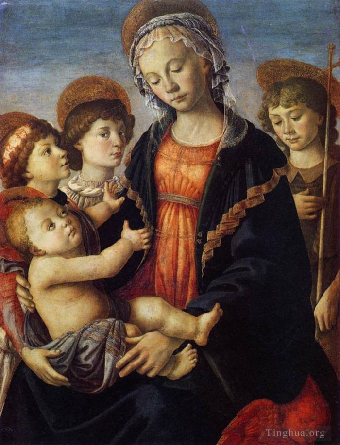 Sandro Botticelli Types de peintures - La Vierge à l'Enfant avec deux anges