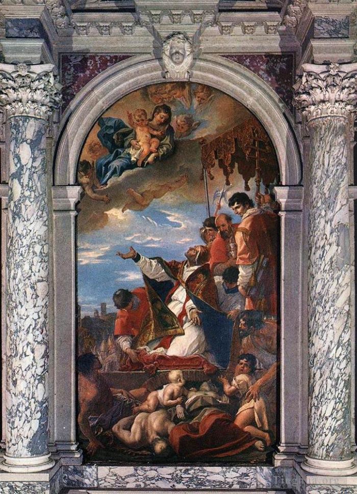 Sebastiano Ricci Peinture à l'huile - Autel de saint Grégoire le Grand
