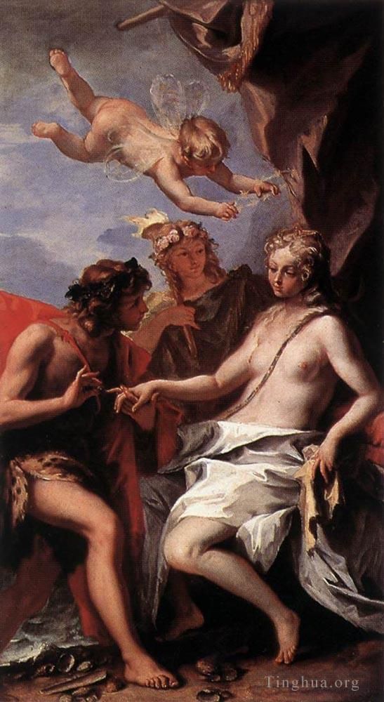 Sebastiano Ricci Peinture à l'huile - Bacchus et Ariane