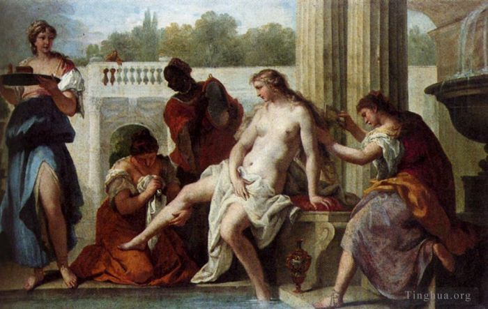 Sebastiano Ricci Peinture à l'huile - Bethsabée au bain