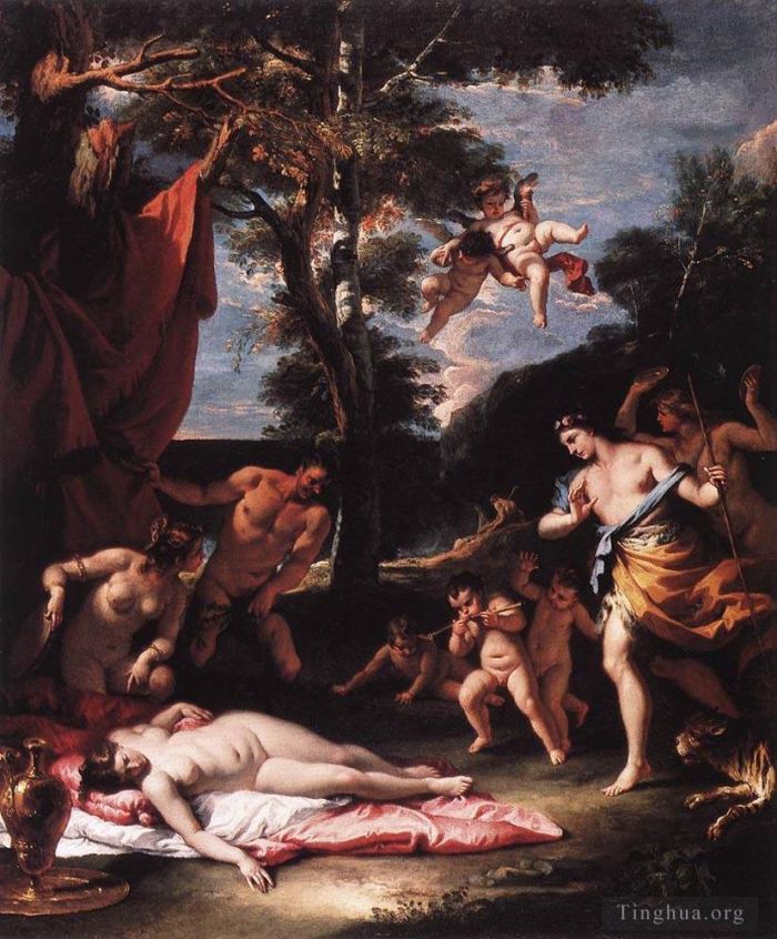 Sebastiano Ricci Peinture à l'huile - La rencontre de Bacchus et Adriade
