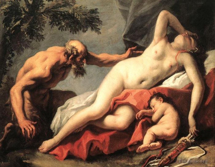 Sebastiano Ricci Peinture à l'huile - Vénus et Satyre