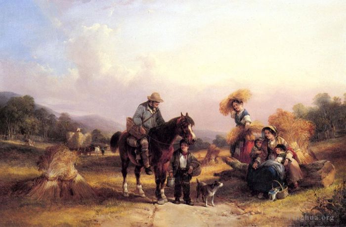 William Shayer Peinture à l'huile - Les moissonneurs au repos